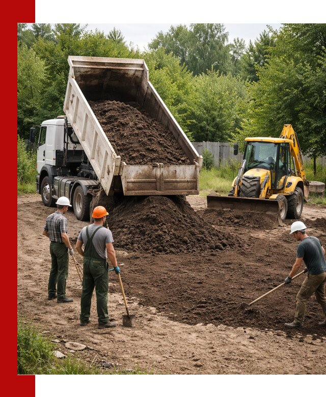 Доставка и укладка грунта для выравнивания участка в грозном
