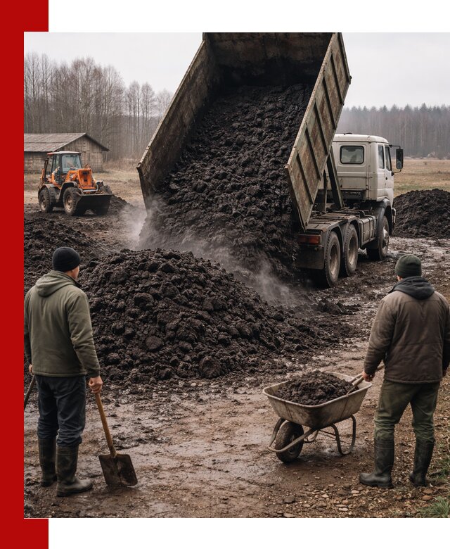 Доставка низинного торфа с разгрузкой и доставкой в грозном