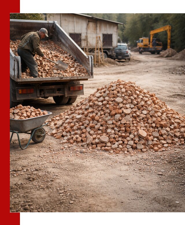 Доставка и подушка из боя кирпича с разгрузкой в грозном