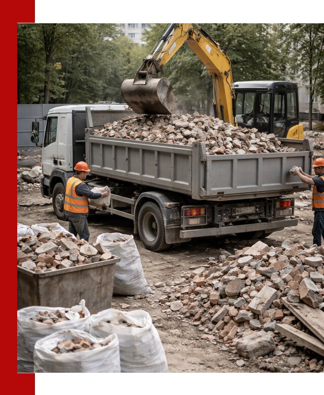 Вывоз строительного мусора в грозном с самосвалами и контейнерами