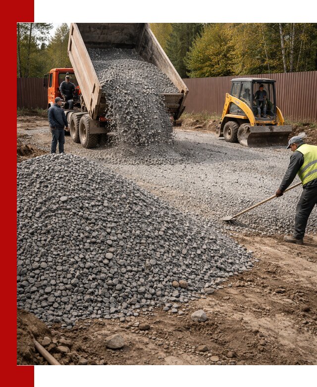 Отсыпка участка щебнем с доставкой и уплотнением в грозном